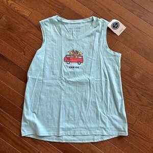 Life Is Good Light Blue Tank with Red Van Graphic